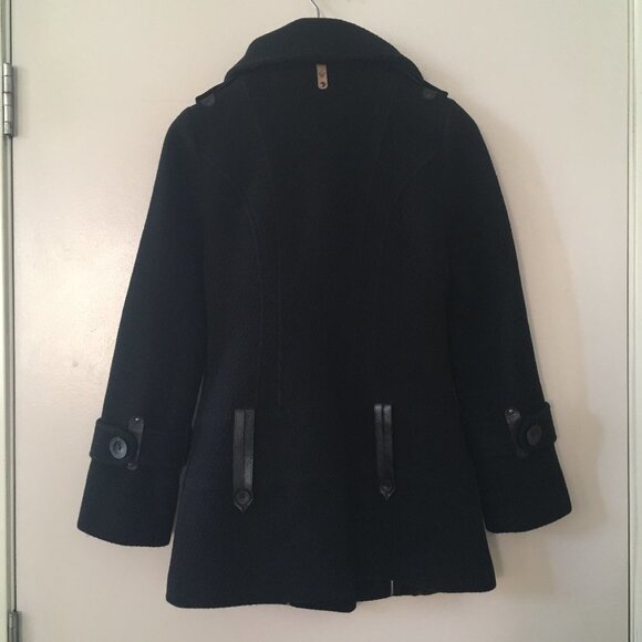 Mackage Wool Peacoat with Leather Trim - Picture 3 of 7